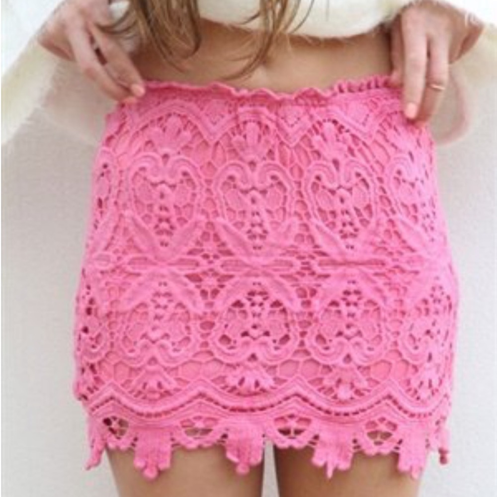 Sabo Skirt Pink Crochet Miniskirt